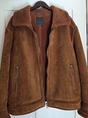 Blank NYC Mens Sherpa faux Suede Bomber Jacket